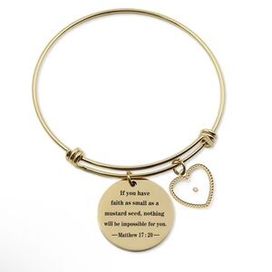 Matthew 17:20 Mustard Seed Adjustable Bangle Bracelet